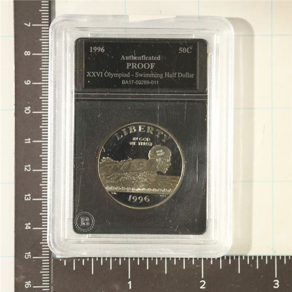 1996-S US OLYMPIC SWIMMING HALF DOLLAR. PROOF