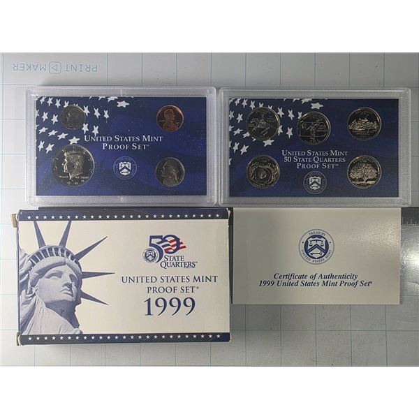 1999 US MINT PROOF SET WITH COA