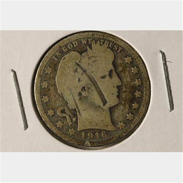 1916-D SILVER BARBER QUARTER DOLLAR