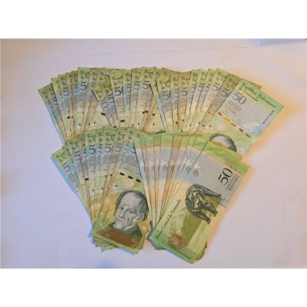 50 BOLIVIA 50 BOLIVIANOS BANKNOTES LOT