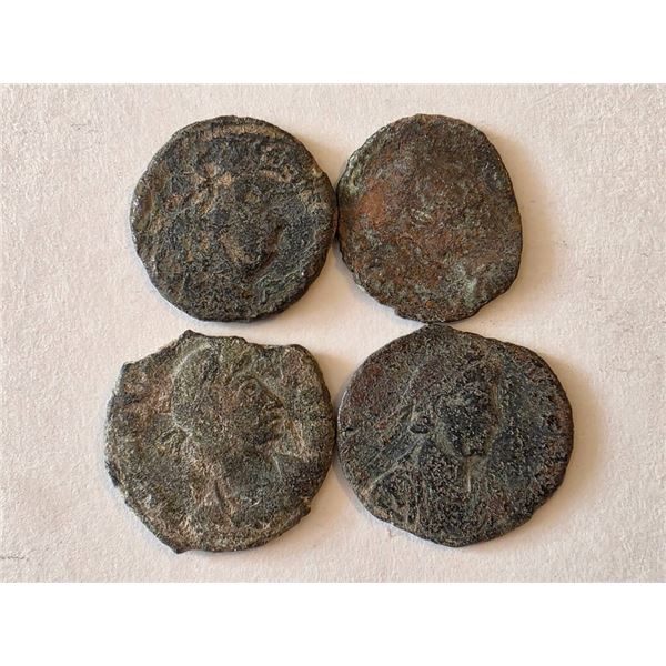FOUR ANCIENT ROMAN BRONZE COINS