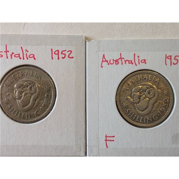 2-1952 AUSTRALIA SILVER SHILLINGS