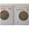 Image 1 : 2-1952 AUSTRALIA SILVER SHILLINGS