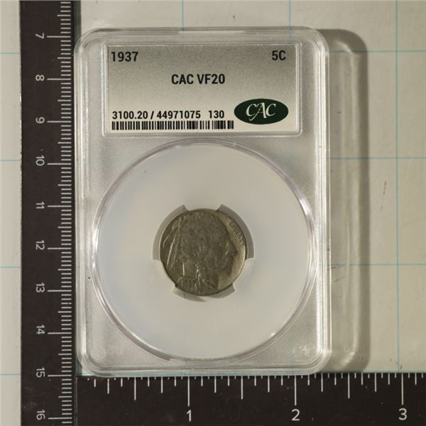 1937 BUFFALO NICKEL, CAC VF20