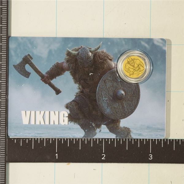 2026 LIBERIA .9999 GOLD $12 "VIKING" COIN, 12MM