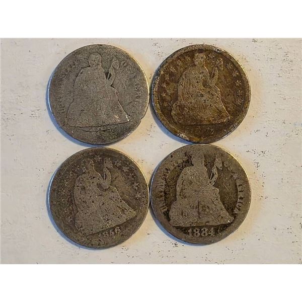 1856, 1884 & 2-HARD TO READ SILVER SEATED