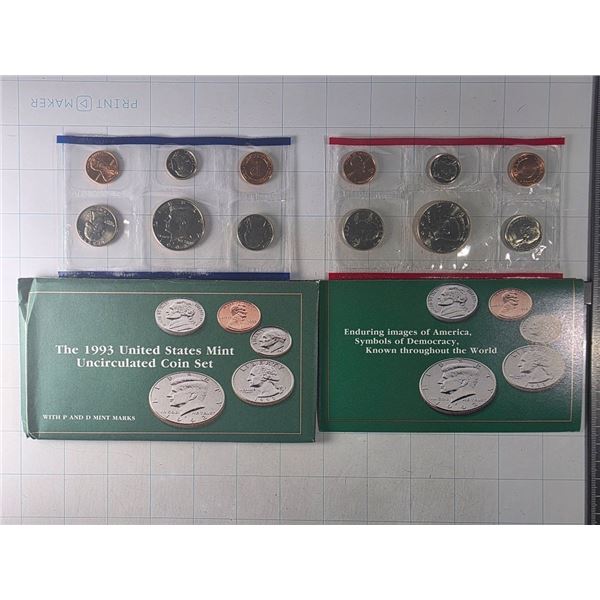 1993 US MINT UNCIRCULATED COIN SET W/ P&D MINT
