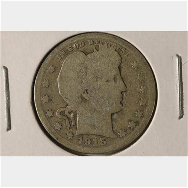 1915 SILVER BARBER QUARTER DOLLAR