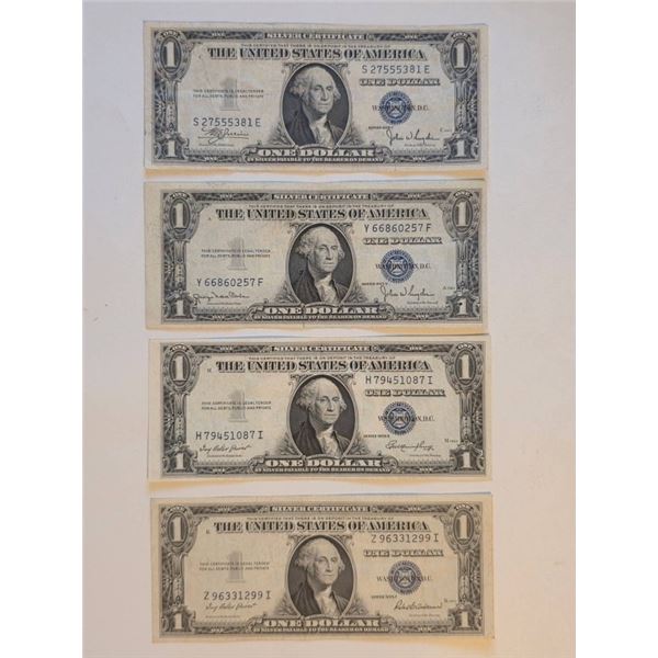 1935-C, D, E & F CRISP AU $1 SILVER CERTS
