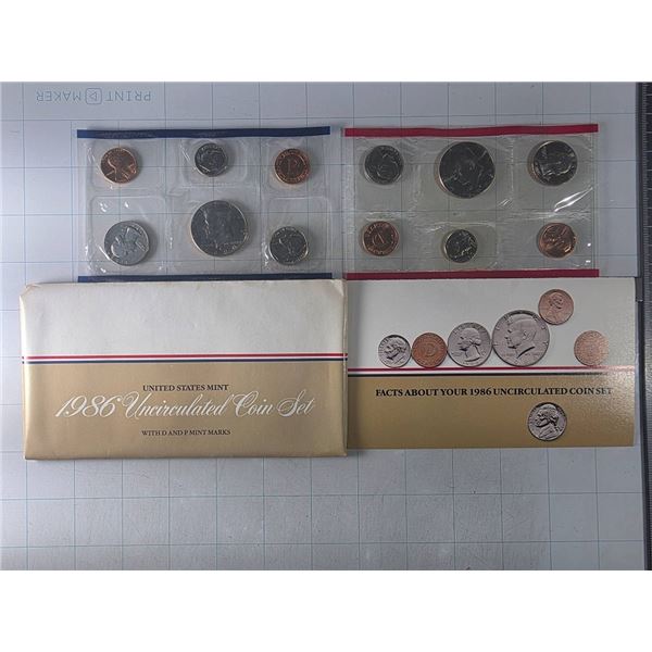 1986 UNITED STATES MINT UNCIRCULATED COIN SET