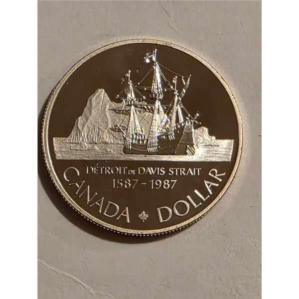 1987 CANADA SILVER PROOF DAVIS STRAIT $1