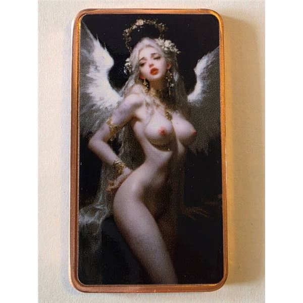 1 OZ. COPPER INGOT WITH ANGELIC ART IN CAPSULE