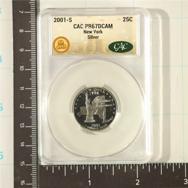 2001-S SILVER NEW YORK QUARTER. CAC PR67 DCAM