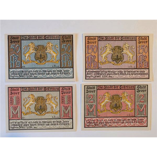 FOUR GERMAN NOTGELD BANKNOTES, CRISP UNC