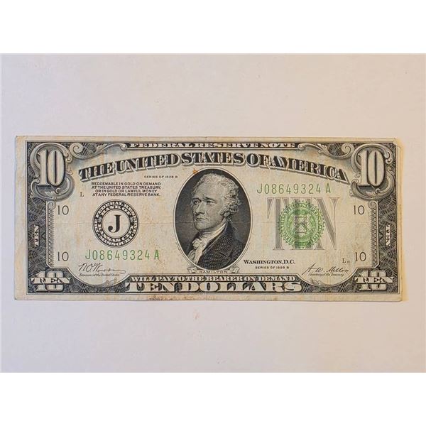 1928-B $10 GOLD CERTIFICATE, REDEEMABLE IN GOLD