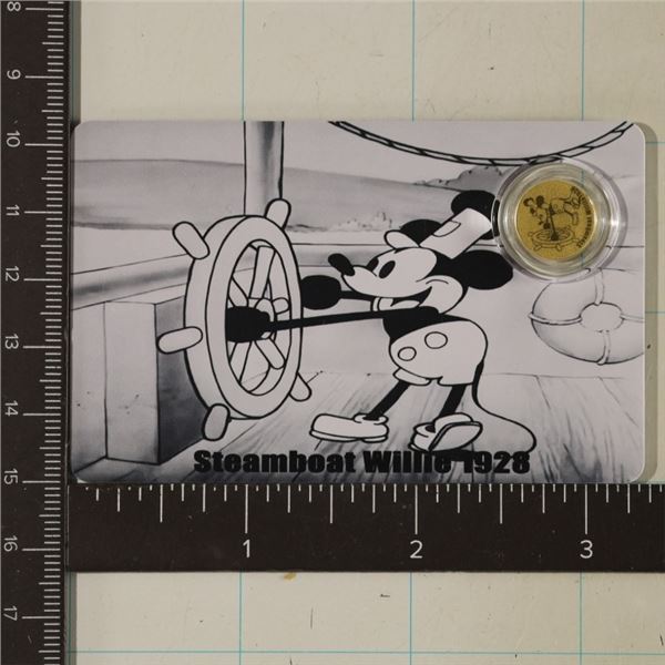 1928 STEAMBOAT WILLIE 9999 GOLD $12 SPAIN UNC COIN