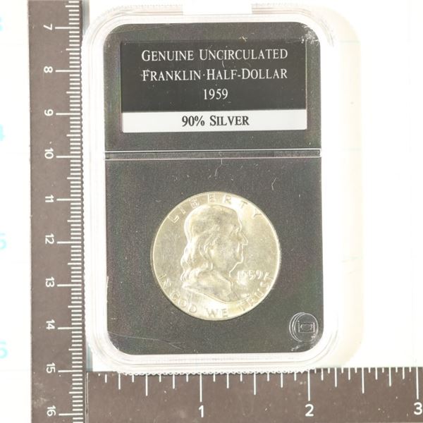 1959 SILVER FRANKLIN HALF DOLLAR. GENUINE UNC