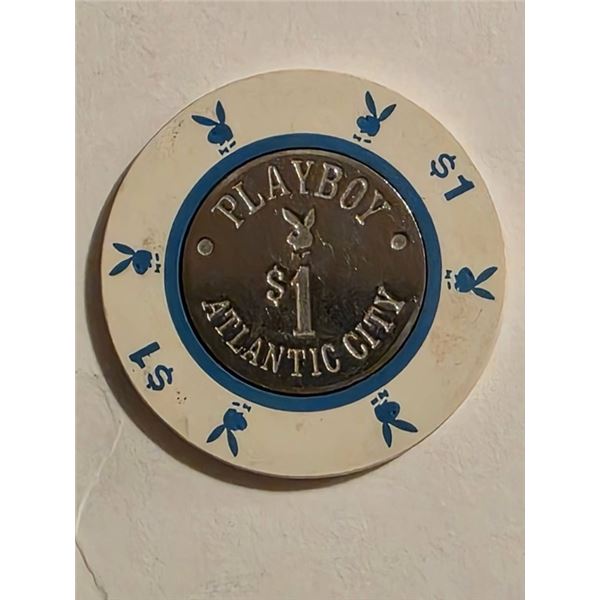PLAYBOY ATLANTIC CITY $1 CHIP WITH METAL INSERT