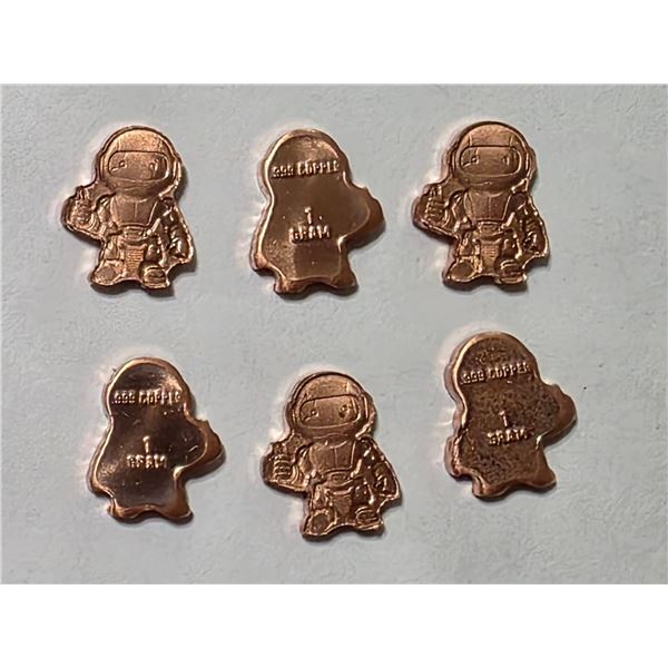 6 ONE GRAM COPPER ROBOT SHAPED BARS