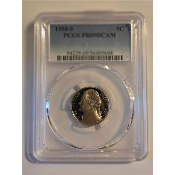 1994-S JEFFERSON NICKEL PCGS PR69DCAM