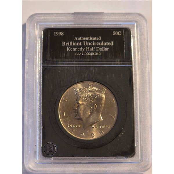 1998-P KENNEDY HALF DOLLAR AUTHENTICATED BU