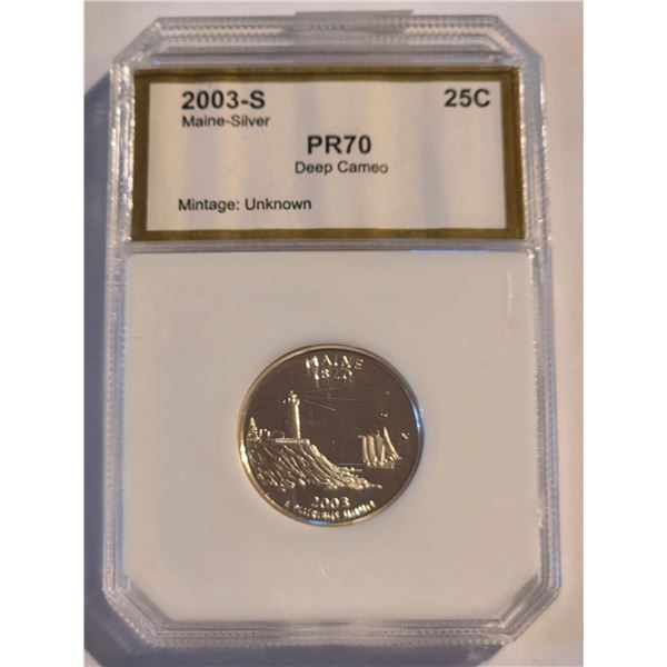 2003-S MAINE-SILVER 25C PR70 DEEP CAMEO