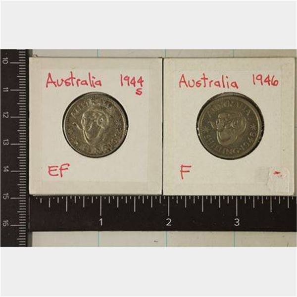 AUSTRALIA 1944-S AND 1946 SILVER SHILLINGS