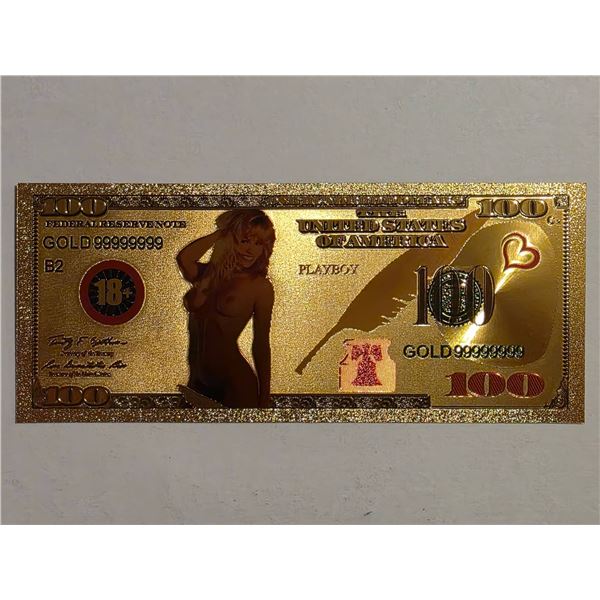 24KT GOLD FOIL PLAYBOY NOVELTY $100 BILL