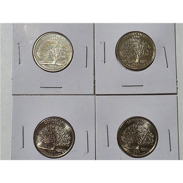 4-CONNECTICUT STATE QUARTERS: 1999-S SILVER PF,