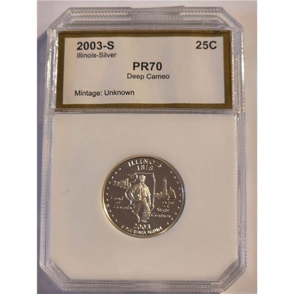 2003-S ILLINOIS SILVER QUARTER PR70 DEEP CAMEO