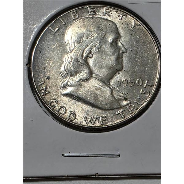 1950 SILVER FRANKLIN HALF DOLLAR FULL BELL LINES