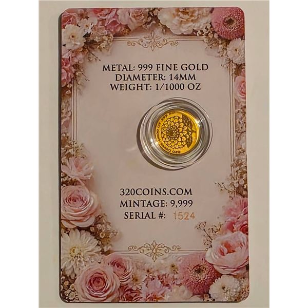 .999 FINE GOLD COIN 1/1000 OZ 14MM FLOWER