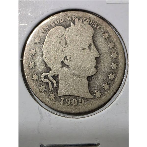 1909 SILVER BARBER QUARTER