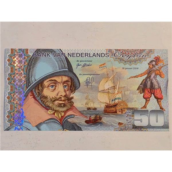 2016 BANK VAN NEDERLANDS CEYLON 50 GULDEN POLYMER