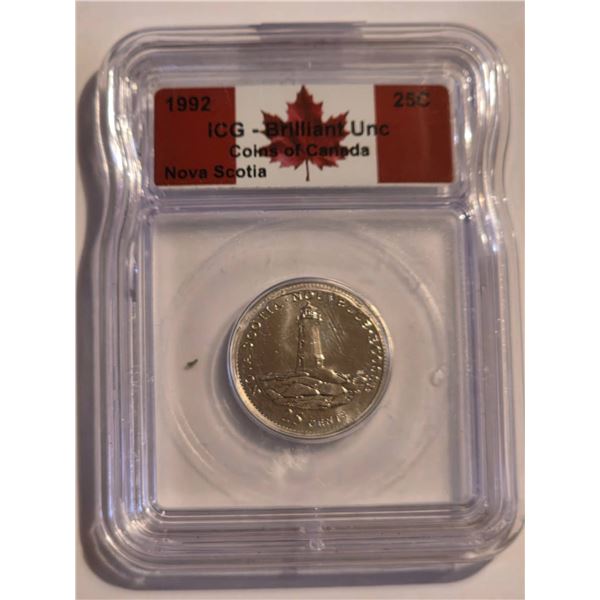 1992 CANADA 25 CENT NOVA SCOTIA ICG BU