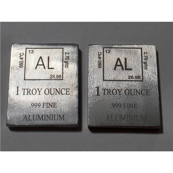 2-1 TROY OUNCE .999 FINE ALUMINUM BARS