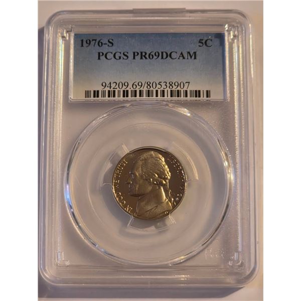 1976-S JEFFERSON NICKEL PCGS PR69DCAM