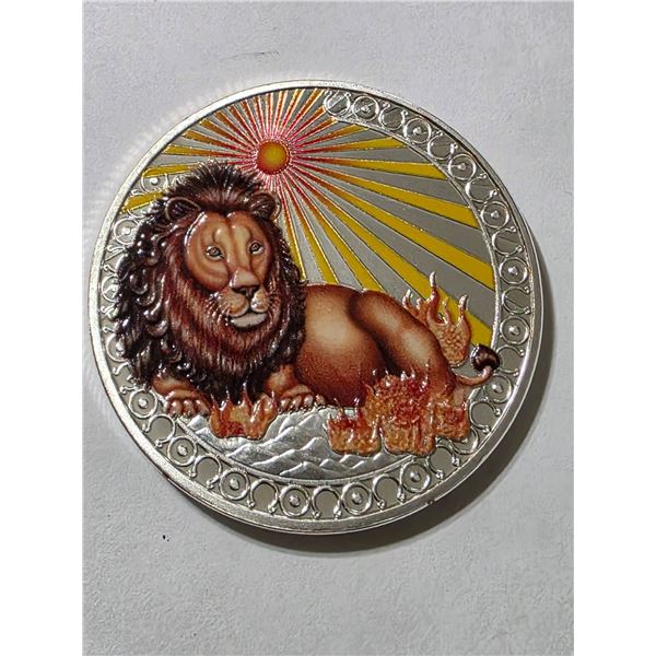 COLORIZED LION ZODIAC PROOF ROUND IN CAPSULE