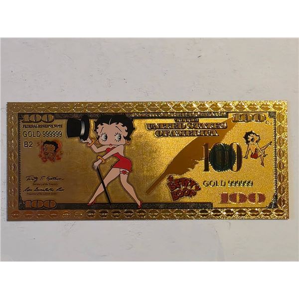 BETTY BOOP GOLD 999999 FOIL NOVELTY NOTE