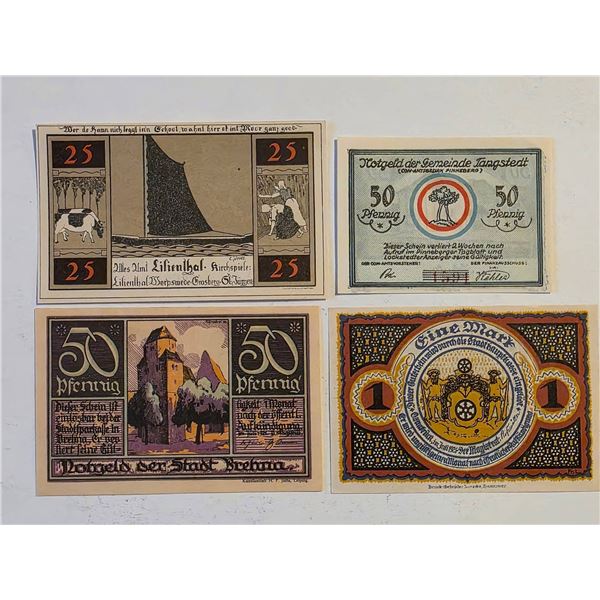 4-GERMAN NOTGELD CURRENCY CIRCA 1920