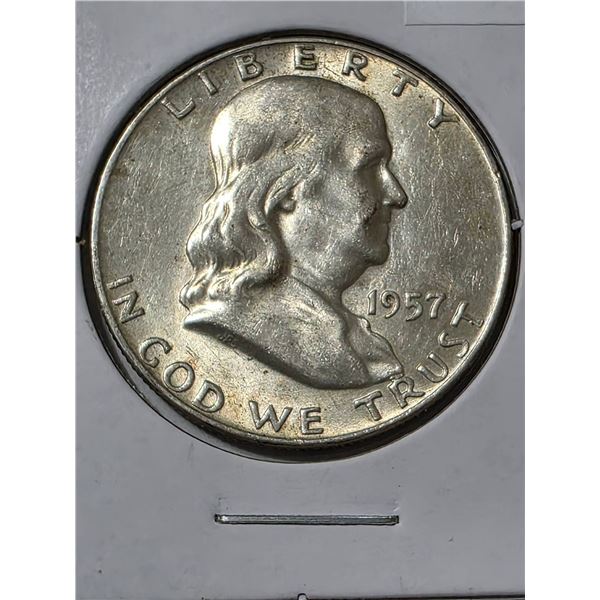 FULL BELL LINES1957-D FRANKLIN SILVER HALF DOLLAR
