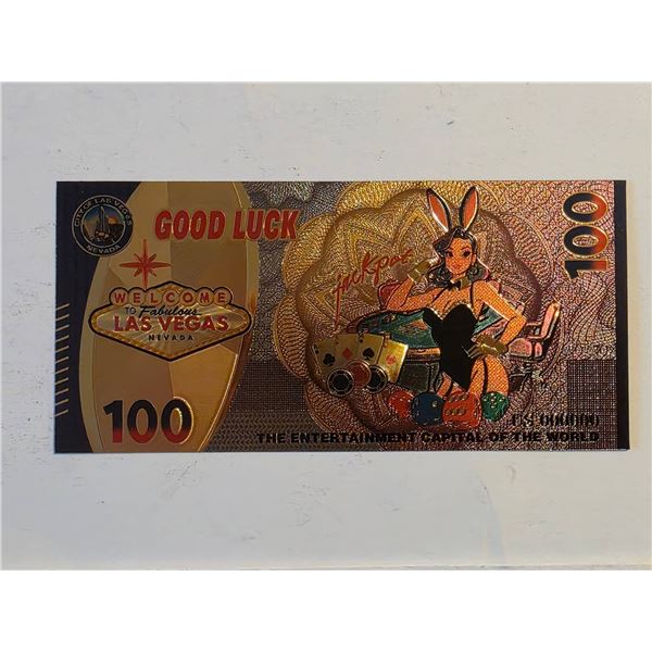LAS VEGAS GOLD FOIL 100 CASINO NOTE CRISP UNC