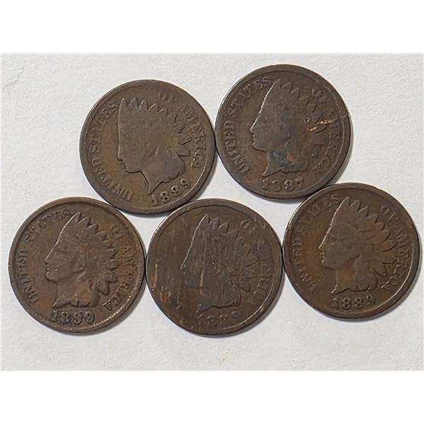 1887 & 4-1889 INDIAN HEAD CENTS