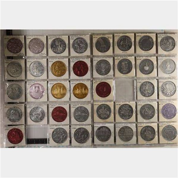 38 ALUMINUM MARDI GRAS TOKENS ASSORTED THEMES