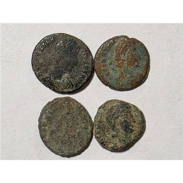 FOUR ANCIENT BRONZE ROMAN COINS