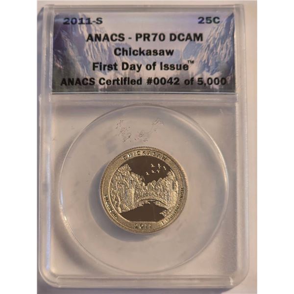 2011-S ANACS PR70 DCAM CHICKASAW QUARTER