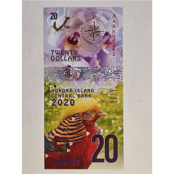 2020 AURORA ISLAND CENTRAL BANK $20 POLYMER