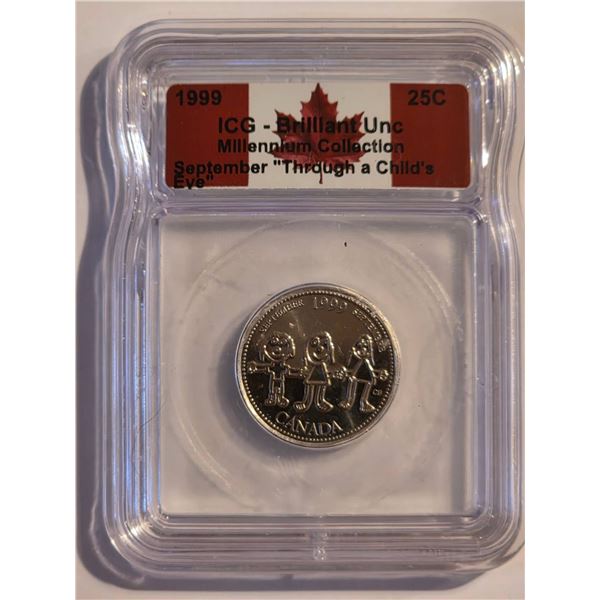 1999 CANADA 25C MILLENNIUM SEPTEMBER ICG BU