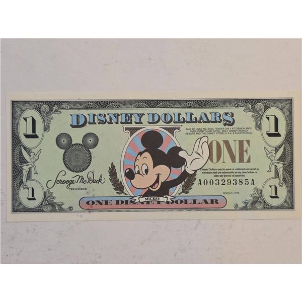 1998 CRISP UNC DISNEY DOLLAR WITH MICKEY MOUSE