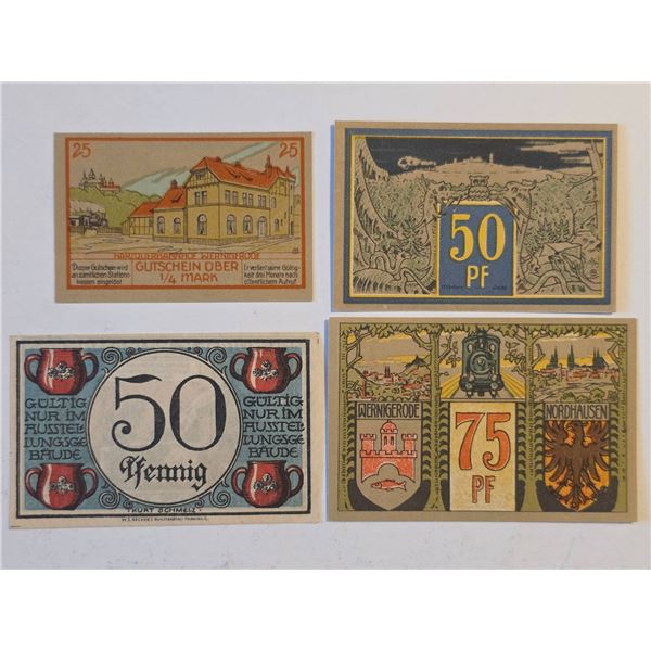 4-1921 GERMAN 25, 2-50 & 75 PFENNIG NOTGELD NOTES